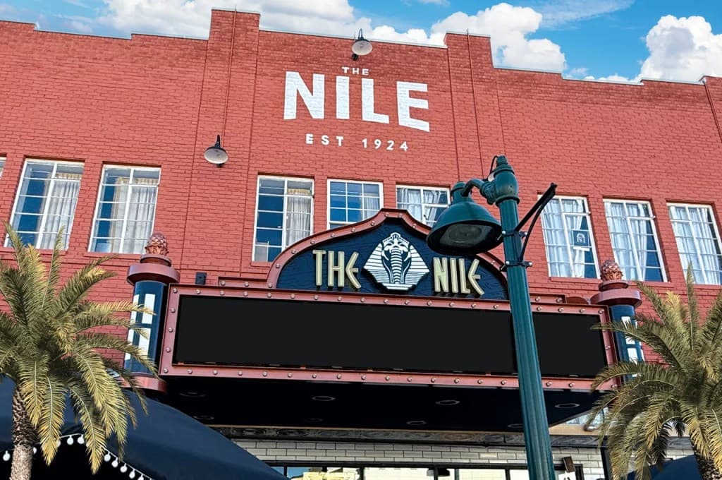 The Nile Theater marquee and facade in Mesa — the host venue for the inaugural Arizona Punk Festival this weekend.