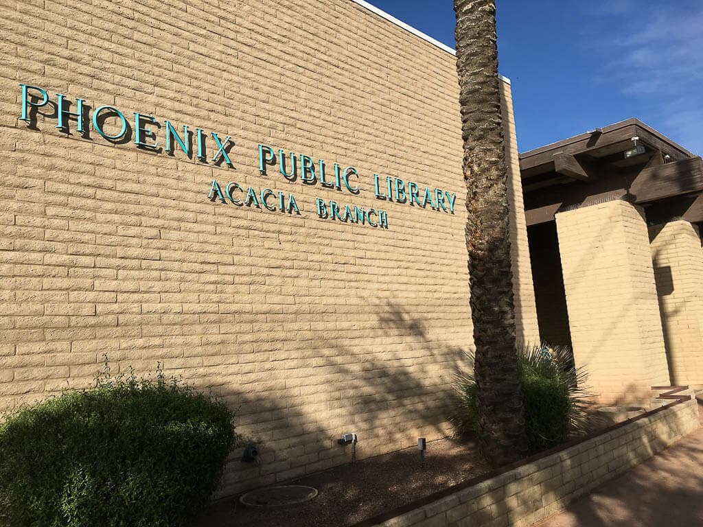 The Acacia Branch of the Phoenix Public Library, shown here on-site; affordable housing is planned to be constructed adjacent to this building.