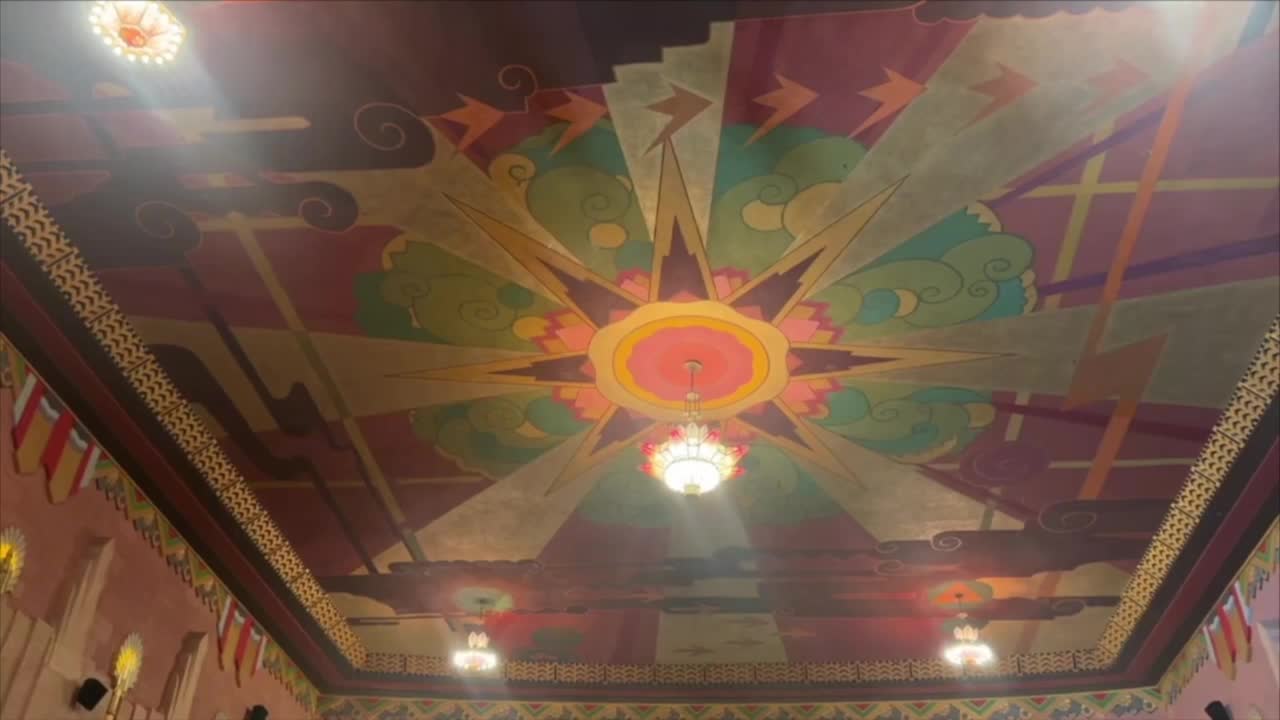 Interior ceiling mural of the Fox Tucson Theatre, part of the historic venue that is planning a $26.6 million expansion ahead of its centennial celebration.