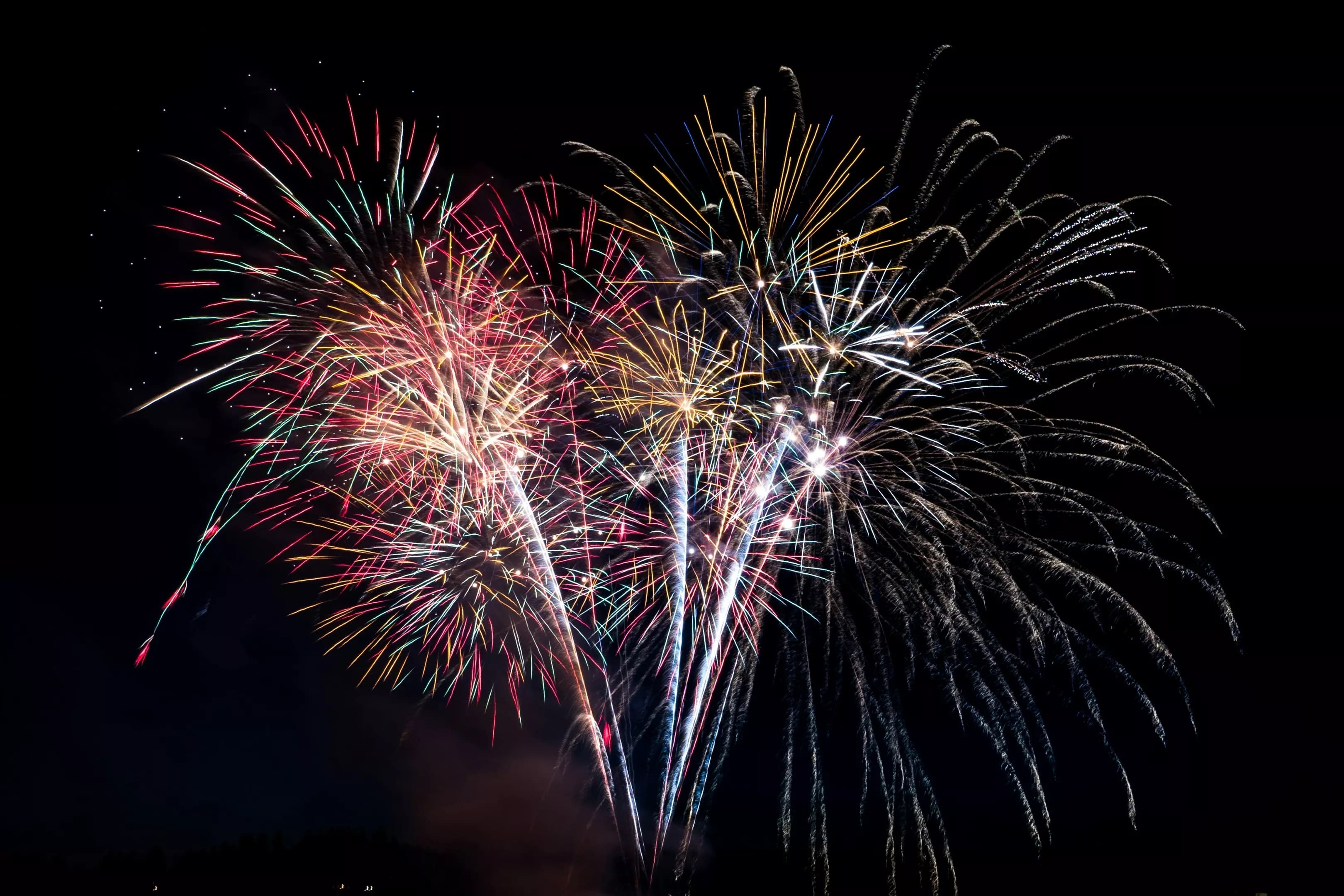 Colorful fireworks explode over the night sky during Fourth of July celebrations in the Valley.