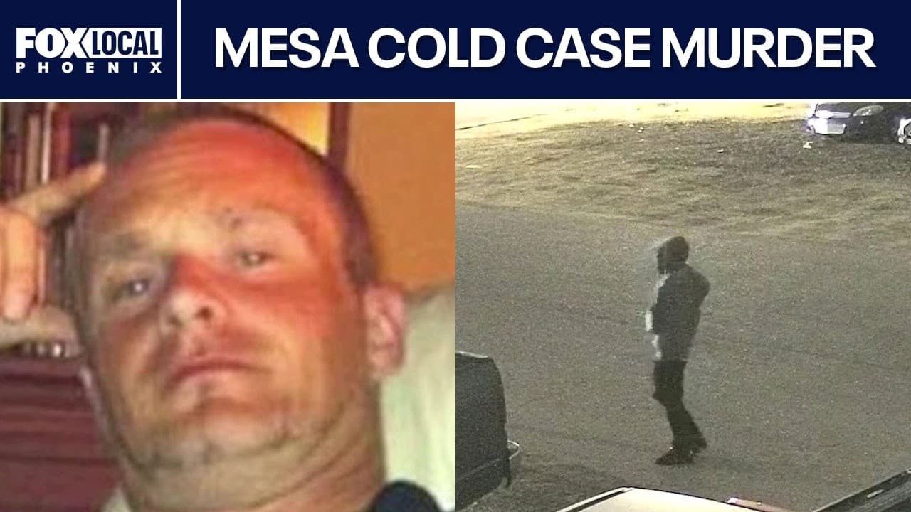 Security camera image released by Mesa police showing a hooded man in a light-colored hoodie and dark pants near the scene; investigators ask the public to identify this suspect in the May 2025 homicide of Jerry Dietch.